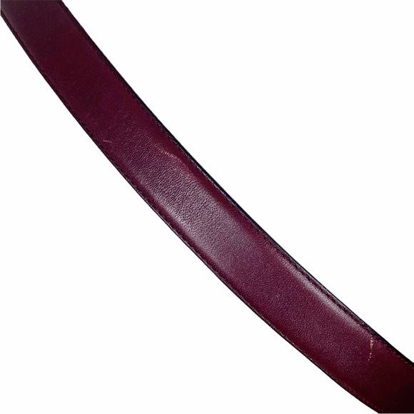 Christian Dior Leather Belt Size 36 Burgundy Red Gold - Picture 11 of 12